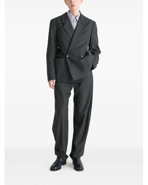Lemaire Black Double-Breasted Patch-Pocket Blazer