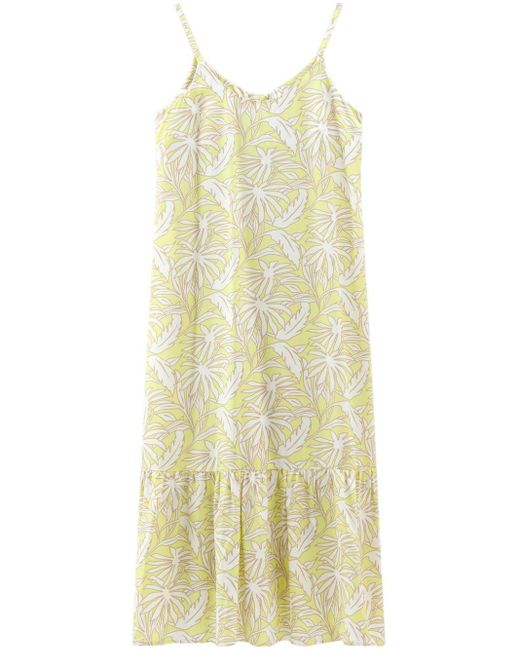 Woolrich Yellow Palm Tree-print Slip Dress