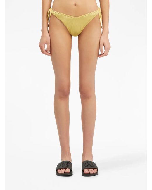 Palm Angels Yellow Glitter Side-Tie Bikini Bottoms