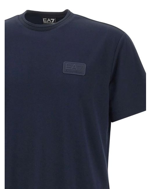 EA7 Blue Logo Crew Neck T-Shirt for men