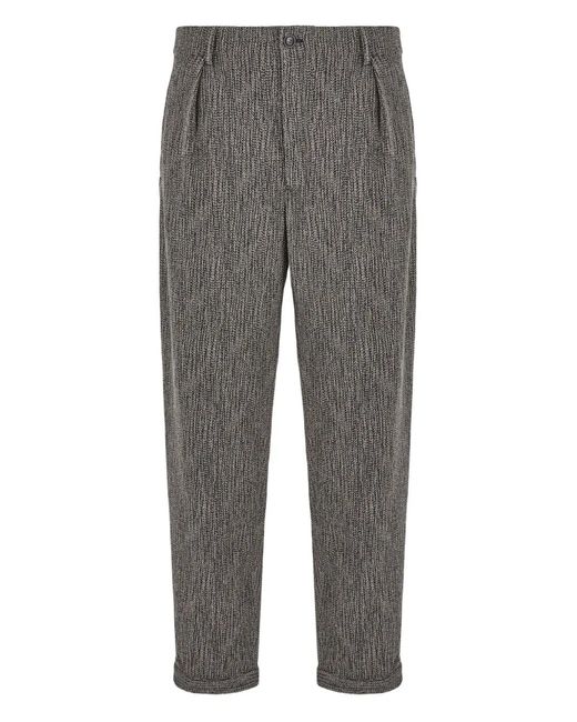 Giorgio Armani Gray Pleated-Front Textured Trousers for men
