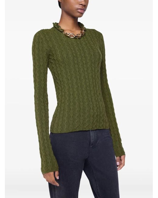 Rabanne Green Cable-Knit Top