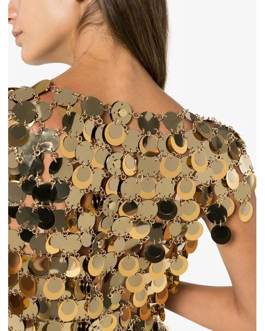 Rabanne Metallic Golden Dress In Plastic And Brass Entirely Composed By Rounded Buckles