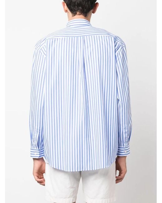 Sporty & Rich Blue Sr Sport Striped Poplin Shirt for men