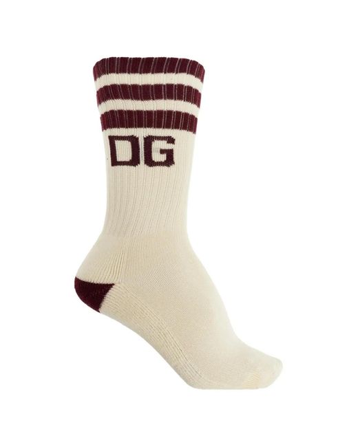 Dolce & Gabbana White Striped Socks for men