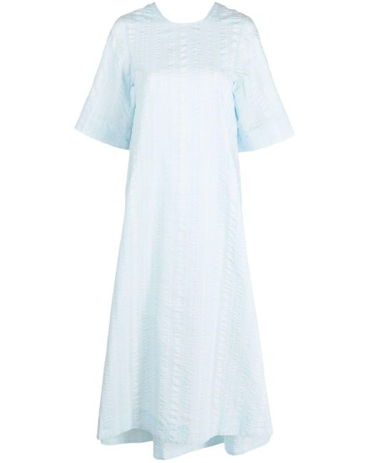 Ganni Geruite Midi-jurk in het Blue