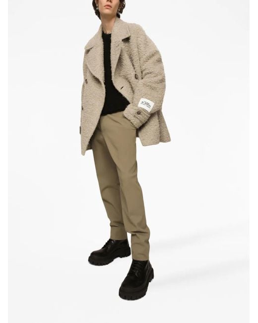 Dolce & Gabbana Natural Vintage-Look Double-Breasted Wool And Cotton Pea Coat for men