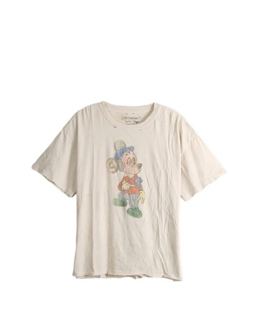 SAITOS White Distressed Graphic-Print T-Shirt for men