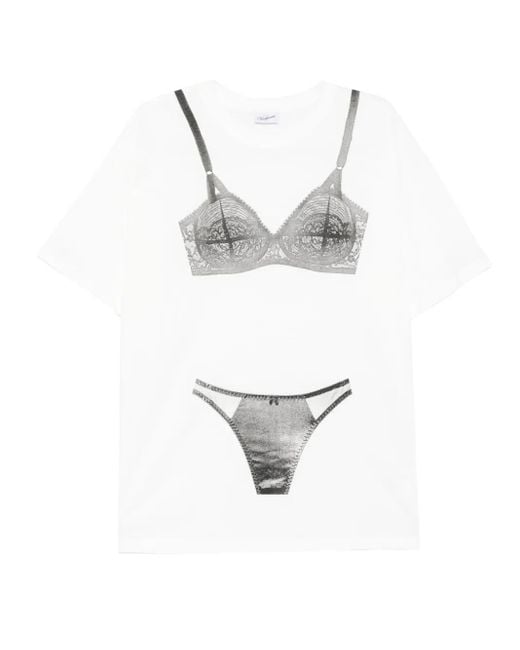 VAQUERA White Lingerie-Print Cotton T-Shirt