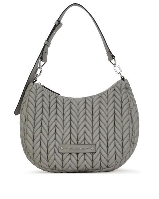 Sac Porté Épaule Matelassé K/Weave Karl Lagerfeld en coloris Gray