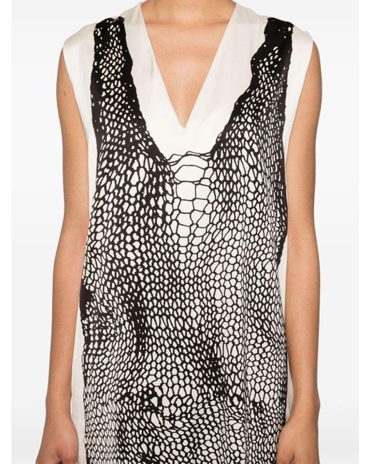 Sportmax Gray Egeria Mesh-print Maxi Dress
