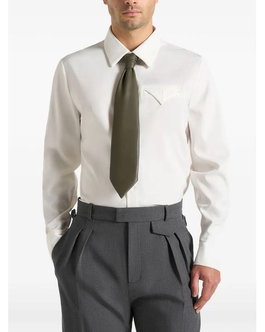 Manière De Voir White Ash Sage Faux-Leather Tie for men
