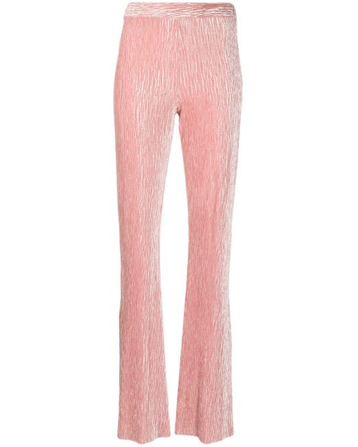Forte Forte Pink Crushed-velvet Flared Trousers