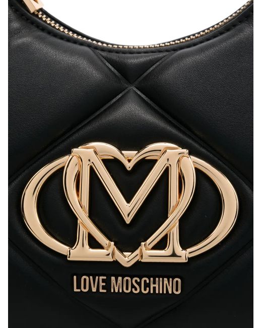 Love Moschino Black Quilted Logo-Plaque Shoulder Bag