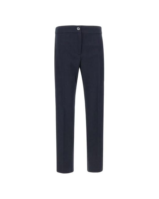 Elena Miro Blue Pressed-Crease Trousers