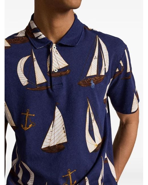 Polo Ralph Lauren Blue Sailboat-Print Polo Shirt for men
