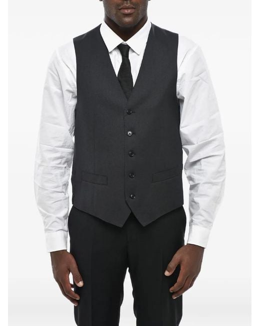 Corneliani Black Virgin Wool Waistcoat for men