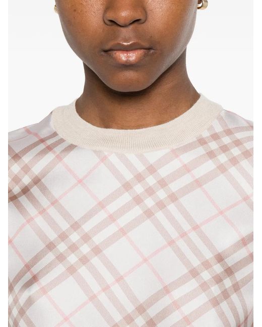Burberry Pink Check Short-Sleeved T-Shirt