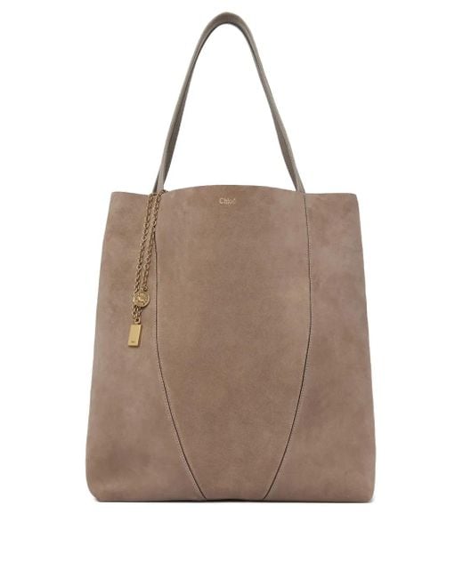 Borsa Tote Spin Grande Con Decorazione di Chloé in Brown