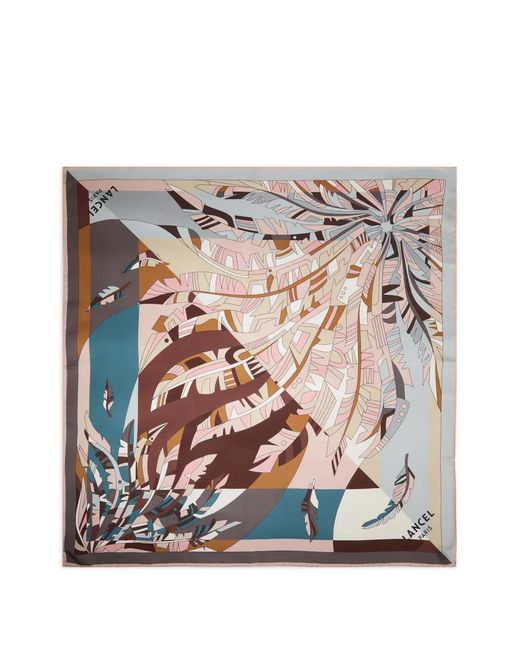 Lancel Gray Arabesque Duo-Pattern Silk Scarf