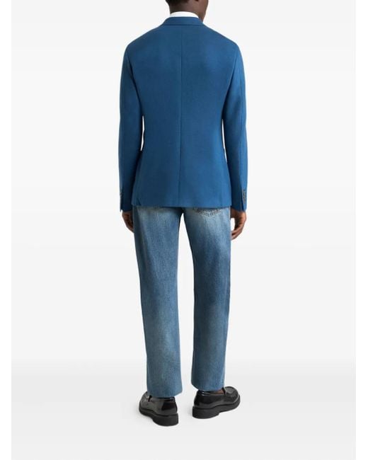 Etro Blue Single-Breasted Blazer for men