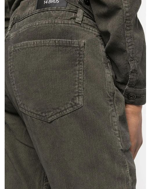 14 Bros Gray Logo-Patch Straight-Leg Jeans for men