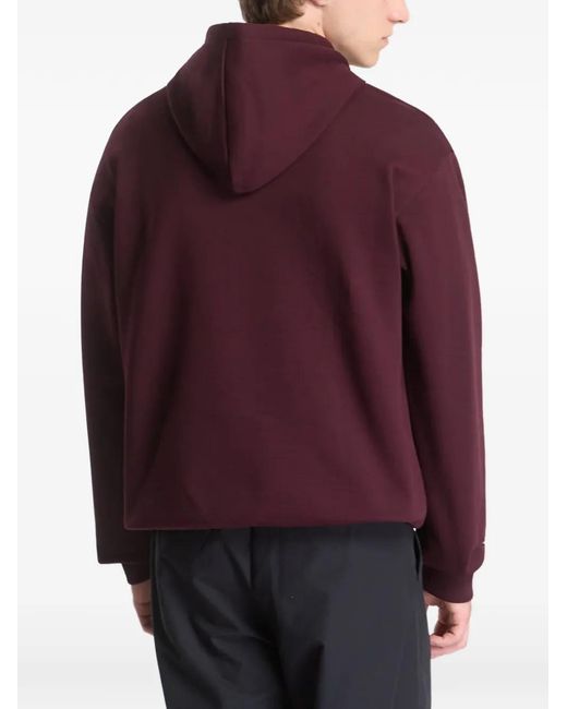 Lacoste Purple Logo-Patch Drawstring Hoodie for men