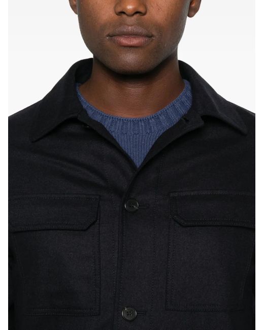 Incotex Black Chest-Pocket Button Shirt for men