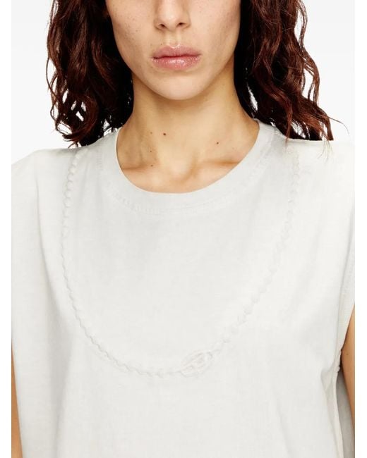 DIESEL White Mini D-Emb Cotton Dress