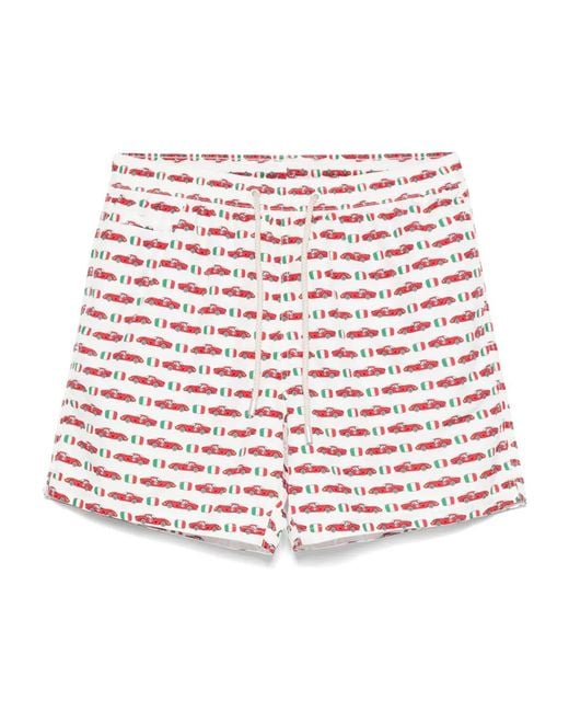 Mc2 Saint Barth Red Graphic-Print Swim Shorts for men