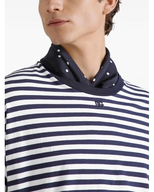 Dolce & Gabbana Blue Striped Jersey T-Shirt for men