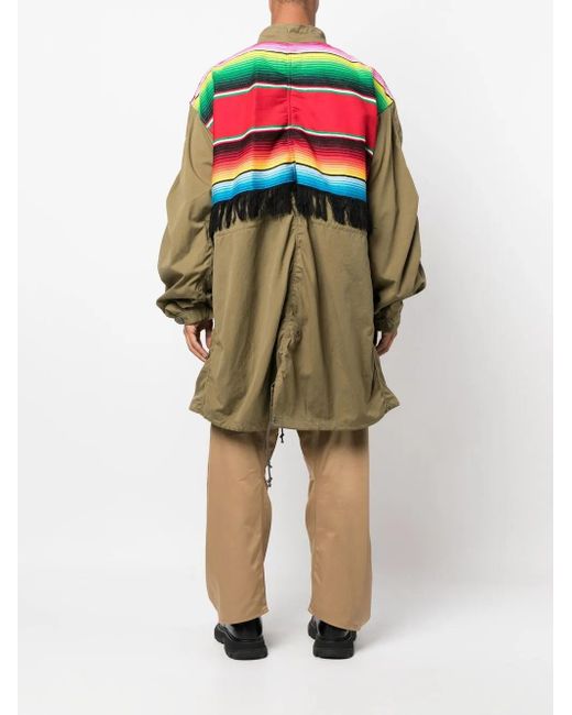 Junya Watanabe Green Panelled Midi Coat for men
