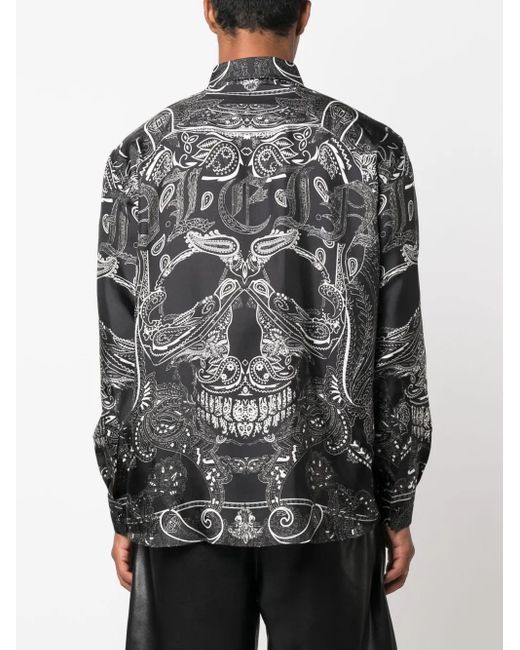Philipp Plein Black Dandy Paisley-Print Silk Shirt for men