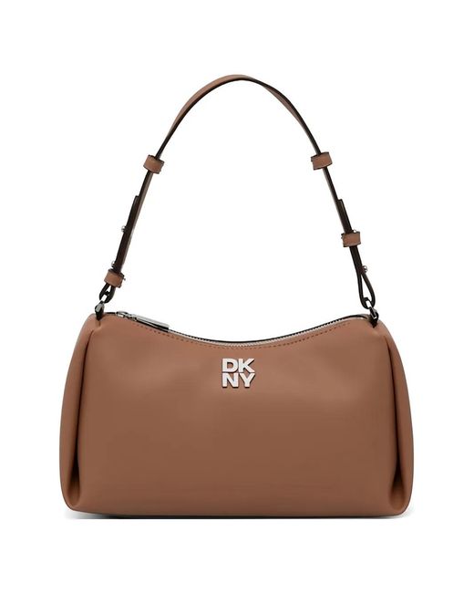 DKNY Brown Logo Zip Shoulder Bag