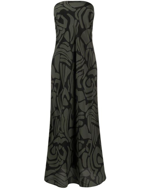 Matteau Black Bias-cut Patterned Column Dress