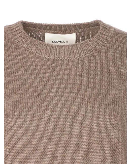 Lisa Yang Brown Kristy Crew-Neck Cashmere Sweater