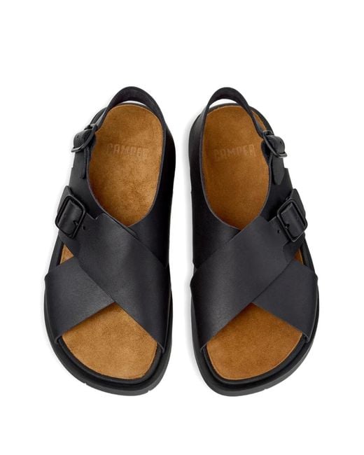 Camper White Lluc Buckled Crossover-Strap Sandals