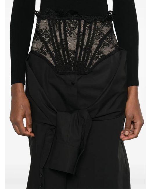 GIUSEPPE DI MORABITO Black Corset-Detail Midi Skirt