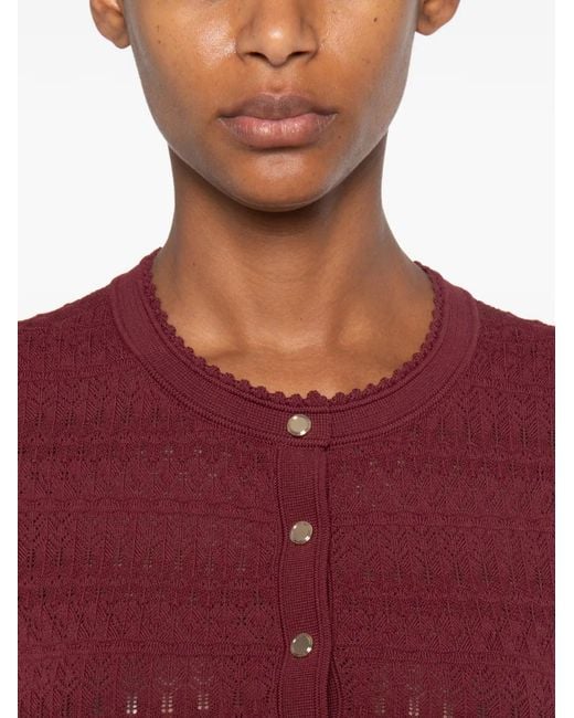 Sandro Red Buttoned Cardigan