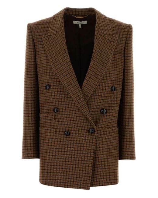 Blazer Con Motivo Pied De Poule Chloé de color Brown