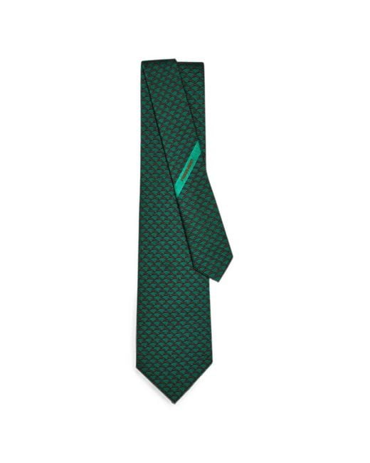 Ferragamo Green Archi-Print Silk Tie for men