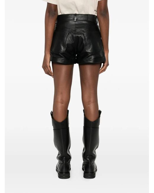 R13 Black Leather Shorts