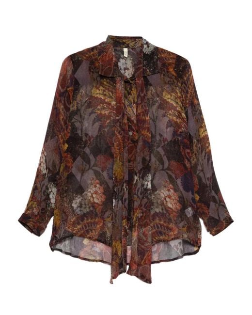 Yavi Brown Hemd mit Blumen-Print