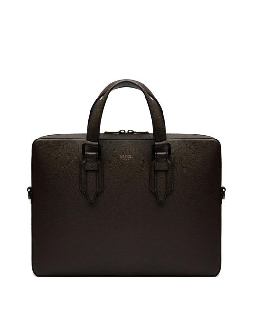 Lancel Black Charlie Textured Leather Briefcase for men