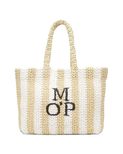Marc O' Polo Natural Runa Striped Woven Tote Bag