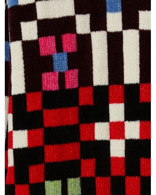 LaDoubleJ Red Geometric-Pattern Sweater