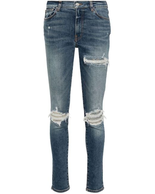 Amiri Blue Halbhohe MX1 Skinny-Jeans