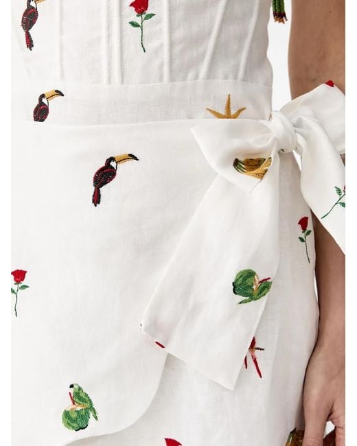 Farm Rio White Cool Day Embroidered Mini Dress