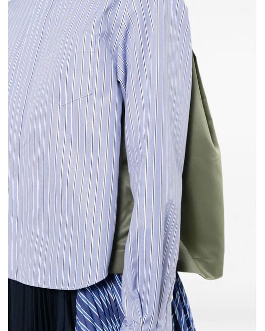 Sacai Blue Striped Twill Shirt