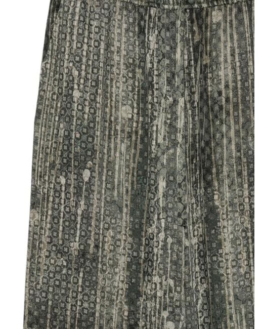 Ziggy Chen Green Abstract-Print Drawstring Trousers